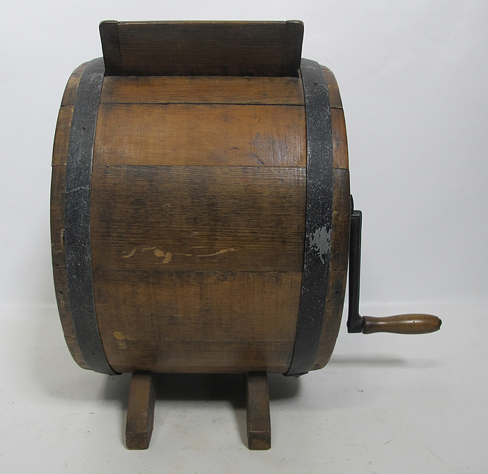 Antique Late 1800's Primitive Wooden Barrel Hand Crank Butter Churn